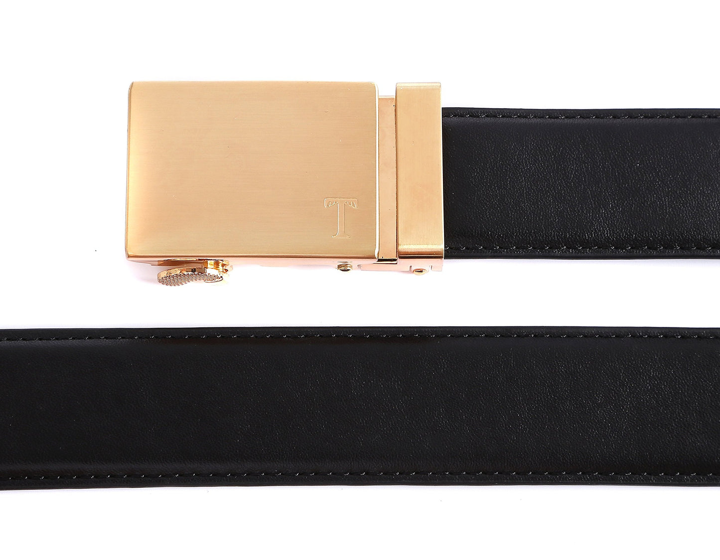 Tonywell Men's Leather Ratchet Belt with Automatic Buckle, 1 3/8" Wide, Trim to Fit Dress Casual Belts