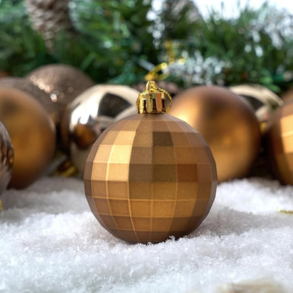 JOIEDOMI 24 Pcs Brown Christmas Balls Ornaments Set, 2.36" Christmas Tree Ornaments Shatterproof, Xmas Balls Hanging Decorations for Tree Wreath Garland Holiday Wedding Indoor Party Decor