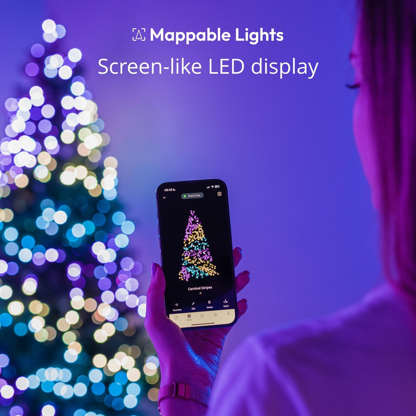 Twinkly Strings 100 LED RGB, LED Light String for in- and Outdoor, Smart LED Lights, Mappable LEDs, Compatible with Alexa and Google Home, IP44, Controlled by App, Green Wire, 8m