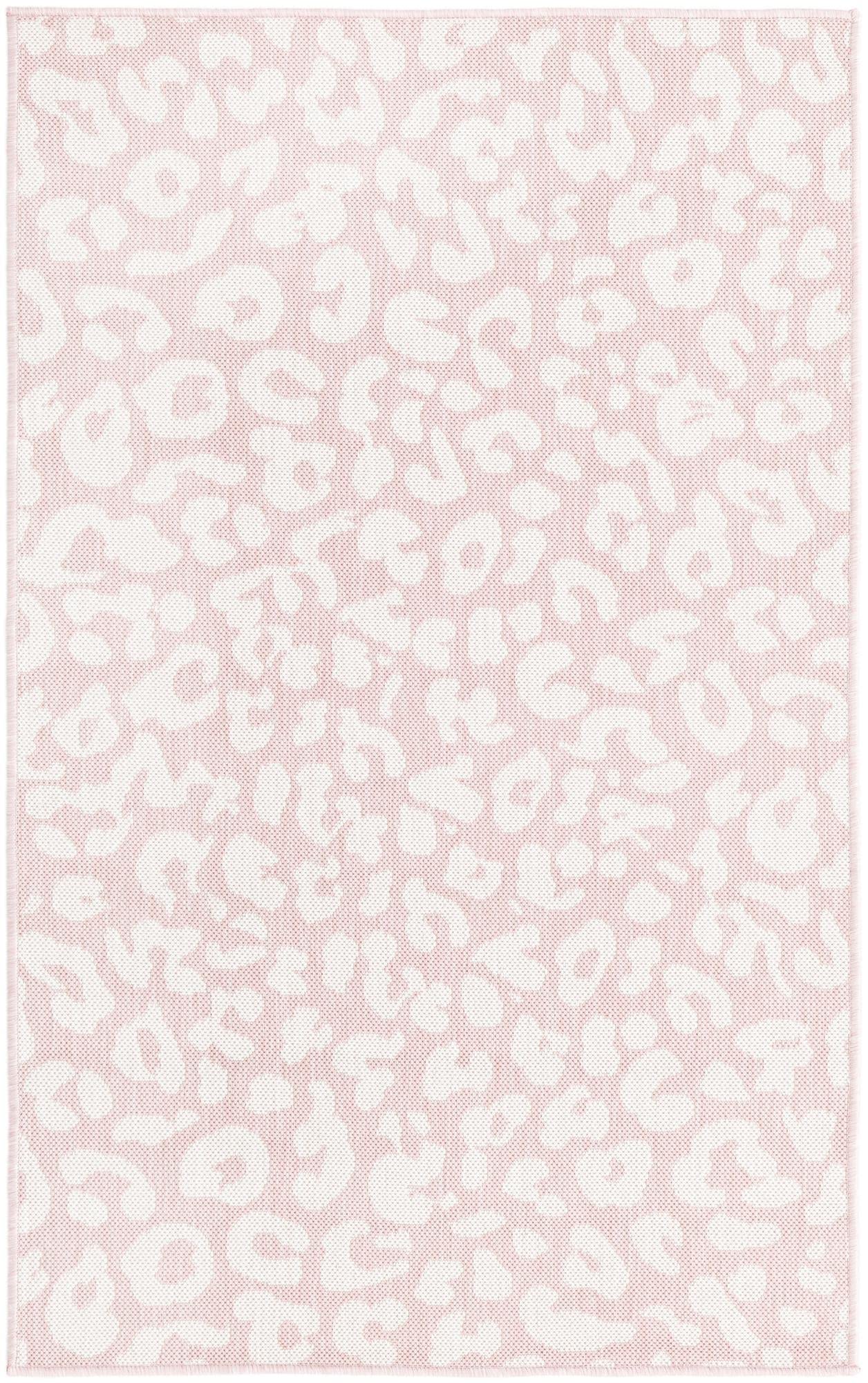 Unique Loom Outdoor Safari Collection Area Rug - Leopard (3' x 5' 3" Rectangle, Pink Ivory/ Ivory)