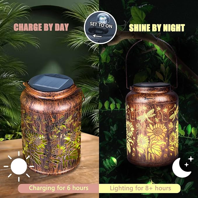 Dragonfly Sunflower Solar Lights, Outdoor Waterproof Solar Lanterns for Garden, Patio, Yard & Pathway Decor