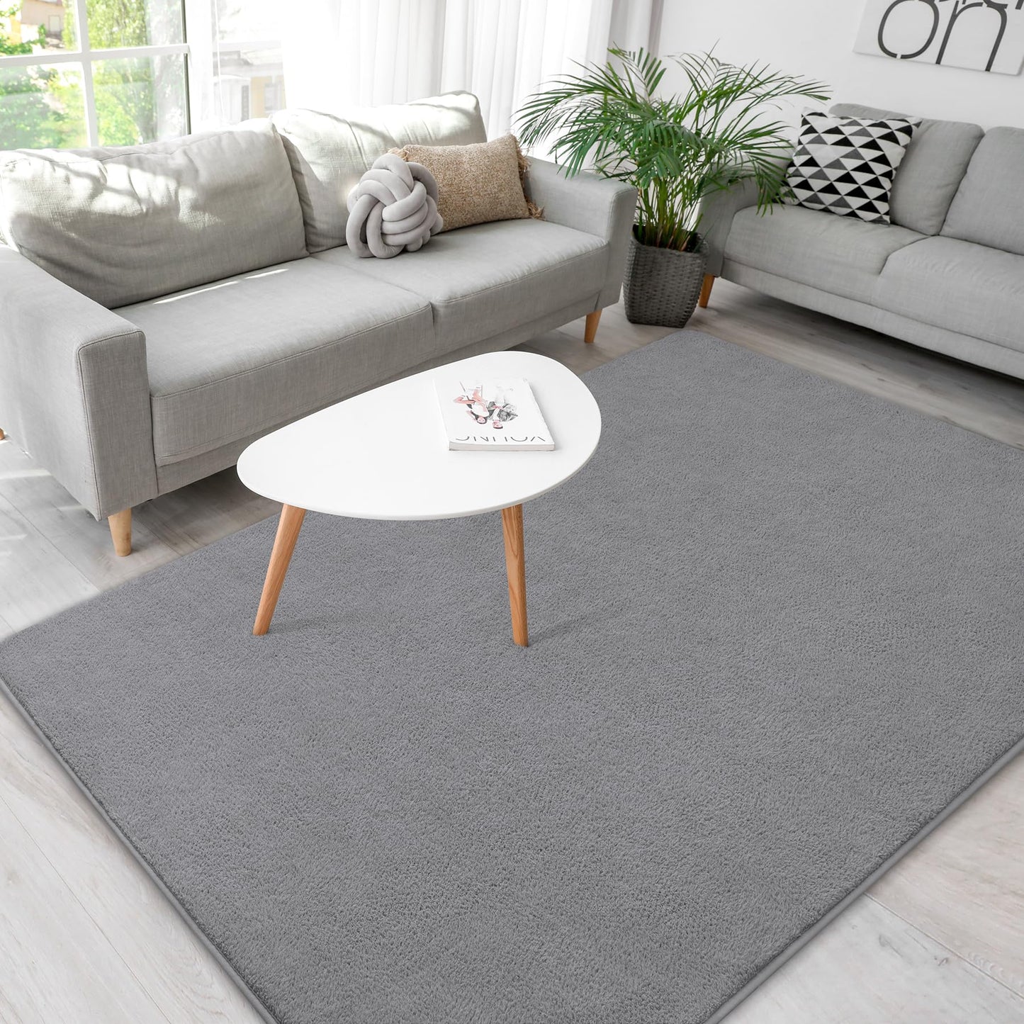 B BENRON Soft Rugs for Living Room 4x6 Grey, Minimalist Area Rug for Bedroom Nursery Dining Table Dorm, Throw Rugs for Men Boys Girls Kids Room Indoor Floor Carpets