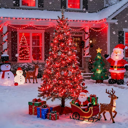 JMEXSUSS 500 LED Red Christmas Lights Indoor Outdoor, 163 FT Clear Wire Red Lights Plug in, 8 Modes Christmas Tree Lights Outdoor Waterproof for Xmas Tree Bedroom Room Halloween