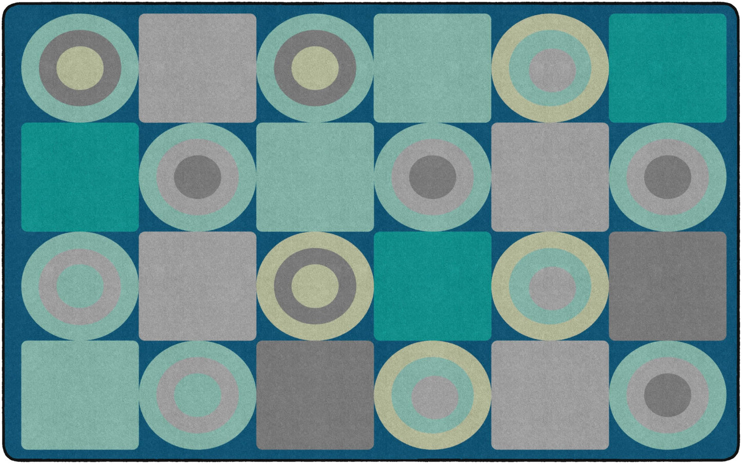 Flagship Carpets Tranquil Squares Classroom Rug for Preschools or Kindergarten, Calming Seating Design Area Rug for Reading Corner Circle Time, Durable Educational Rug for Daycares, 7'6" x 12' - Blue