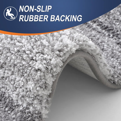 OLANLY Bathroom Rug Set 2 Piece, Soft Absorbent Microfiber Bath Mats and U-Shaped Contour Toilet Rug, Non-Slip, Machine Wash Dry, Plush Shaggy Bath Mats for Bathroom (24"x16"+24"x20", Grey)