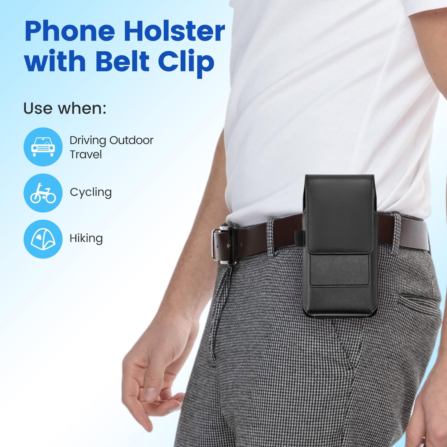 Mopaclle Phone Holster with 360° Rotating Clip,Cell Phone Belt Holder Compatible with iPhone 17 Pro Max/Air,iPhone 16 Pro Max,15 14 Pro Max & Plus,Galaxy S25+/S24+/S23+ & FE Models, Fit with Case On