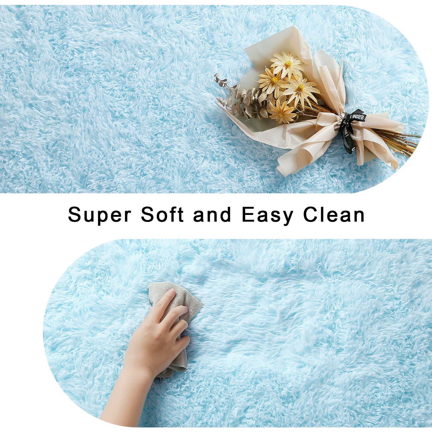 Kelarea Area Rug for Living Room, 3x5 Non-Slip Light Blue Rug Fluffy Soft Shag Rugs, Fuzzy Shaggy Plush Carpet for Bedroom, Nursery Rooms, Home Dorm