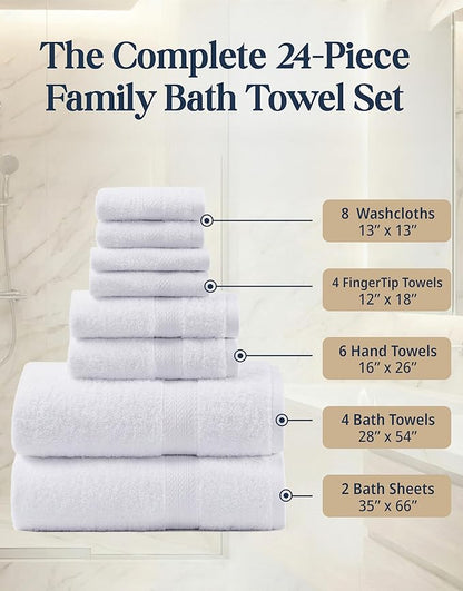 LANE LINEN 100% Cotton Bathroom Towel Set of 24