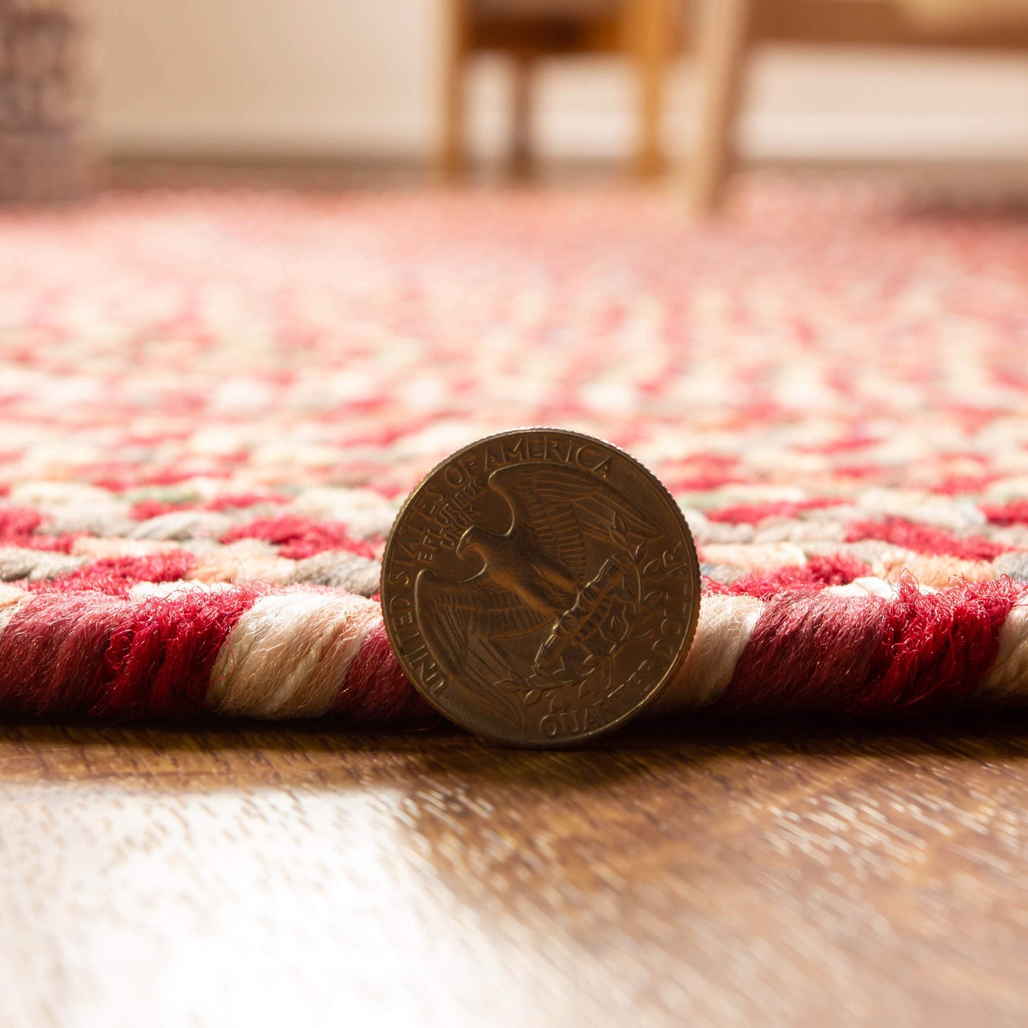 Super Area Rugs Roxbury American Made Braided Rug for Indoor Outdoor Spaces, Red/Natural Multi, 2' X 3' Oval