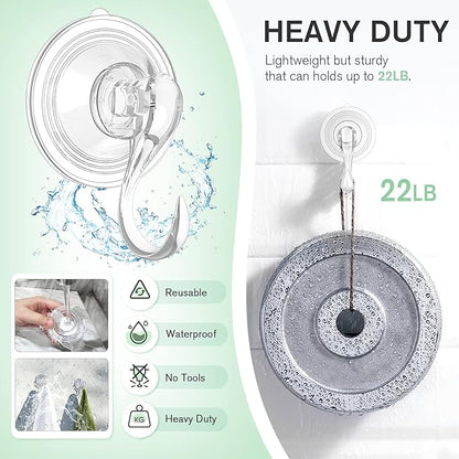 VIS'V Wreath Hanger, Large Suction Cup Wreath Hooks with Wipes, Heavy Duty, 22 LB Capacity, Removable and Reusable, Clear, 2 Pcs