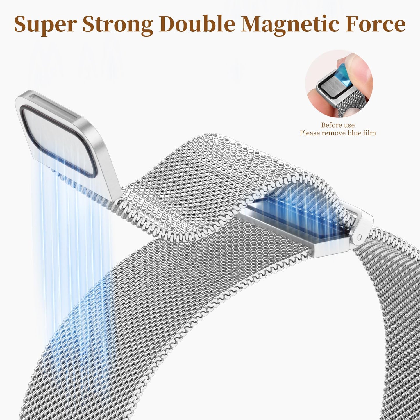 GEAK Metal Bands Compatible with Galaxy Watch 7 Band 6 5 4 FE Active 2 40mm 44mm/Galaxy 5 pro 45mm/Classic, 20mm Stainless Steel Milanese Mesh Loop Magnetic Strap for Samsung Watch Bands Women Men