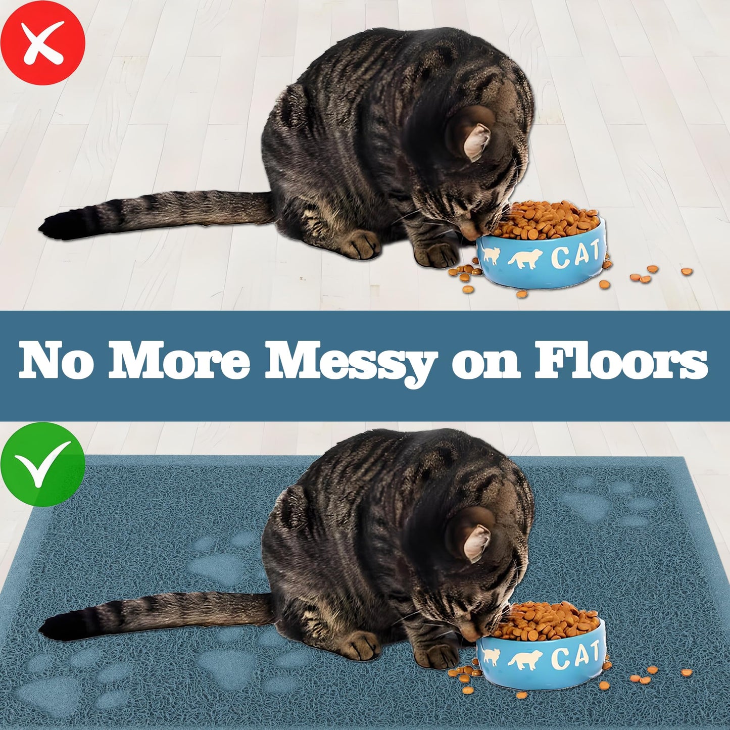 Darkyazi Cat Litter Box Mat for Floor Litter Trapping Mat Non-Slip Backing, Scatter Control, Easy Clean, Water Resistant, Soft on Paws (15.75" x 11.75",Silver Blue)