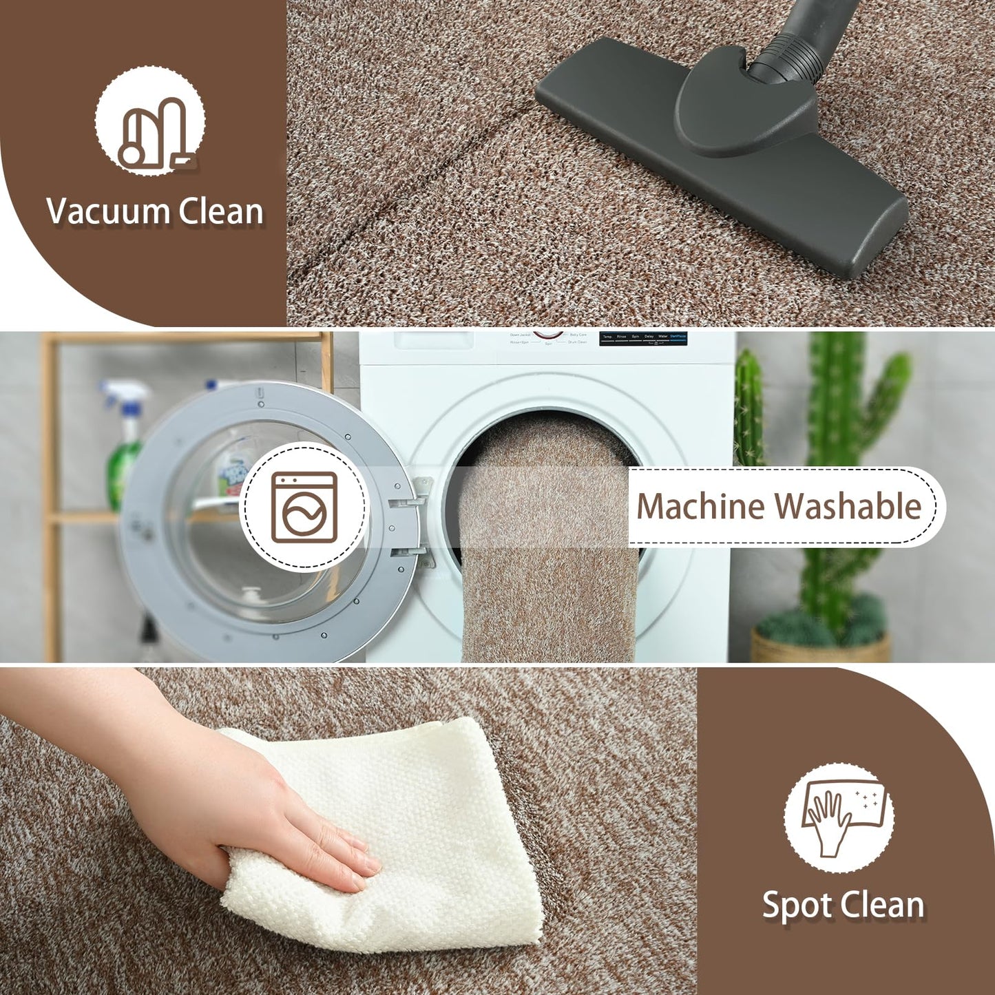 AROGAN Small Washable Area Rugs for Bedroom, 2×4 Runner Rug with Memory Foam for Hallway, Non Slip Fluffy Carpet Indoor Rug Runner for Kitchen, Bedside, Entryway Bathroom Home Decor, Matte Brown