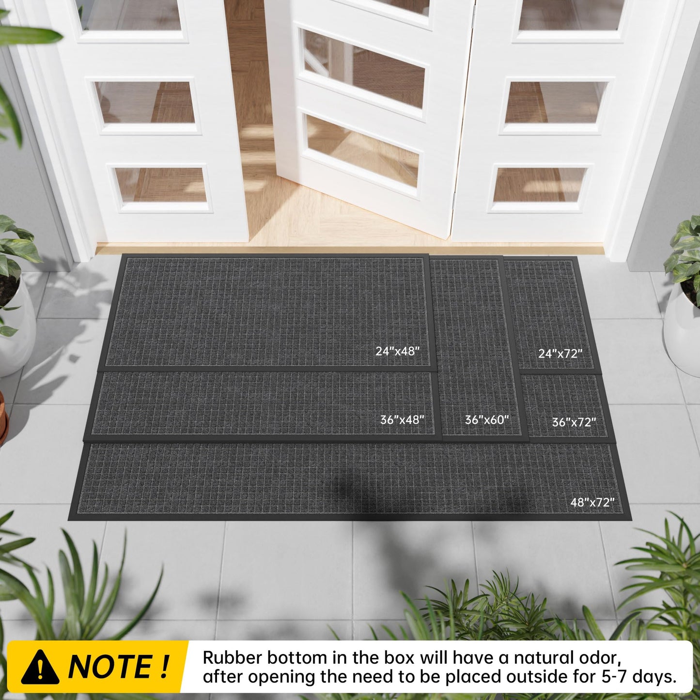 Naturei Durable Front Door Mat, 72" x 36" Heavy Duty Indoor Outdoor Doormat for Entryway, Non-Slip Rubber Backing, Stain and Fade Resistant Commercial Floor Mat for Home Office Entry