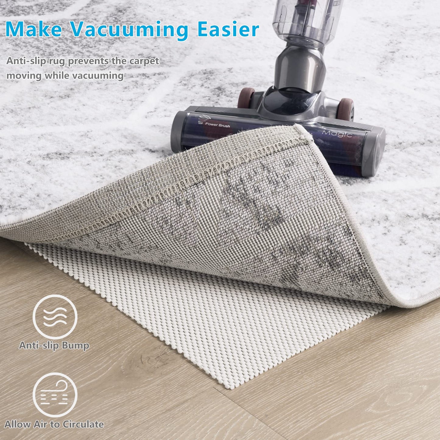 TJWODO Non Slip Area Rug Pads Non Skid Rug Gripper 2x3 Feet Extra Thick Pad Anti-Slip Carpet Rug Mats for Hardwood Surface Floors, Keep Rugs Safe and in Place (2 x 3 Ft)