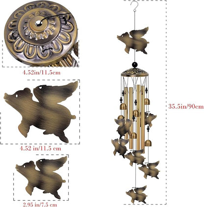 Flying Pigs Wind Chimes Decor, Mobile Blessing Wind Bells Decorate, Sympathy Wind Catcher, Memorial Gifts for Mom, Grandma, Woman (Housewarming/Outside/Indoor/Home/Room/Porch/Yard/Garden Decoration)
