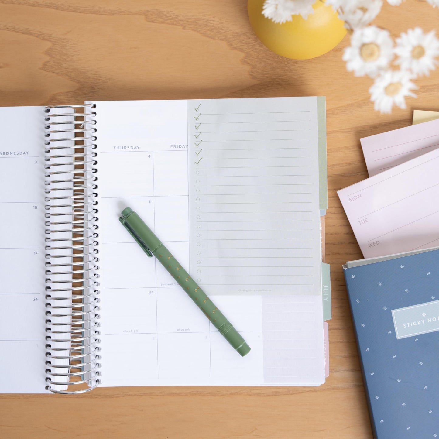 Erin Condren Earth Tones Functional Tabbed Sticky Notes Booklet, 7 Section Productivity Sticky Notes Set with 140 Total Sheets for Planning, Organization, and Note-Taking