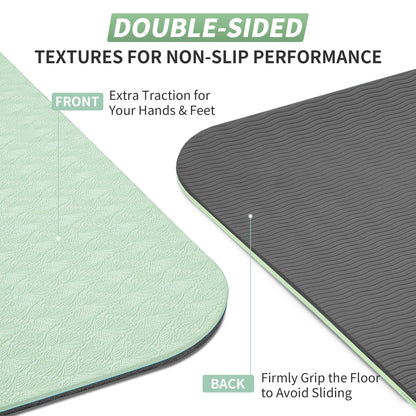CAMBIVO Yoga Mat for Women Men Kids, 1/3 & 1/4 & 2/5 Inch Extra Thick Yoga Mat Non Slip, 72" x 24" TPE Yoga Mats, Workout Mat with Carrying Strap for Yoga, Pilates and Floor Exercises