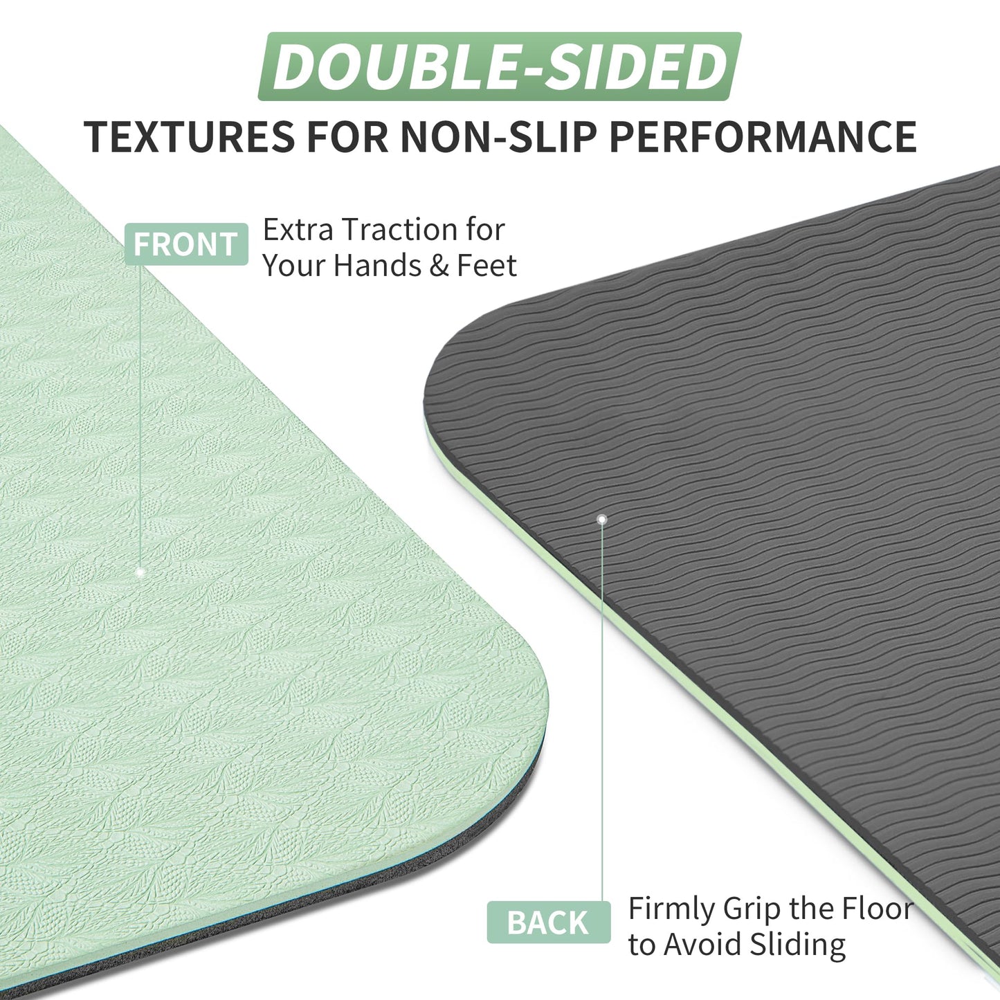 CAMBIVO Yoga Mat for Women Men Kids, 1/3 & 1/4 & 2/5 Inch Extra Thick Yoga Mat Non Slip, 72" x 24" TPE Yoga Mats, Workout Mat with Carrying Strap for Yoga, Pilates and Floor Exercises