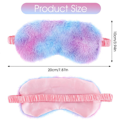 2 Pack Plush Sleeping Eye Mask Soft Plush Eye Mask Fuffy Eye Cover Comfortable Sleep Mask Blindfold Rainbow Faux Fur Eye Shade for Women, Men and Kids Travel Nap Sleeping 565488_2_3pL1H9vJ3