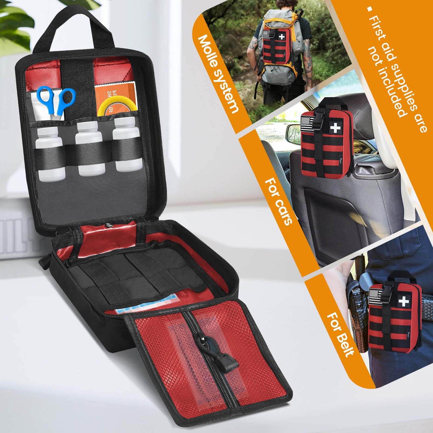 Haafoo Medical Molle Pouch Tactical - 1000D Nylon First Aid Pouch, Big Capacity EMT Pouch Utility, Heavy Duty Military Grade Rip-Away Ifak Pouch for Home and Outdoor Activities（Bag Only