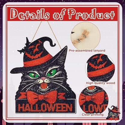Boao Welcome Halloween Door Decorations Halloween Sign Hanging Decoration Wall Hanger Masquerade Carnival Wreath for Outdoor Farmhouse Porch Front Door Decor