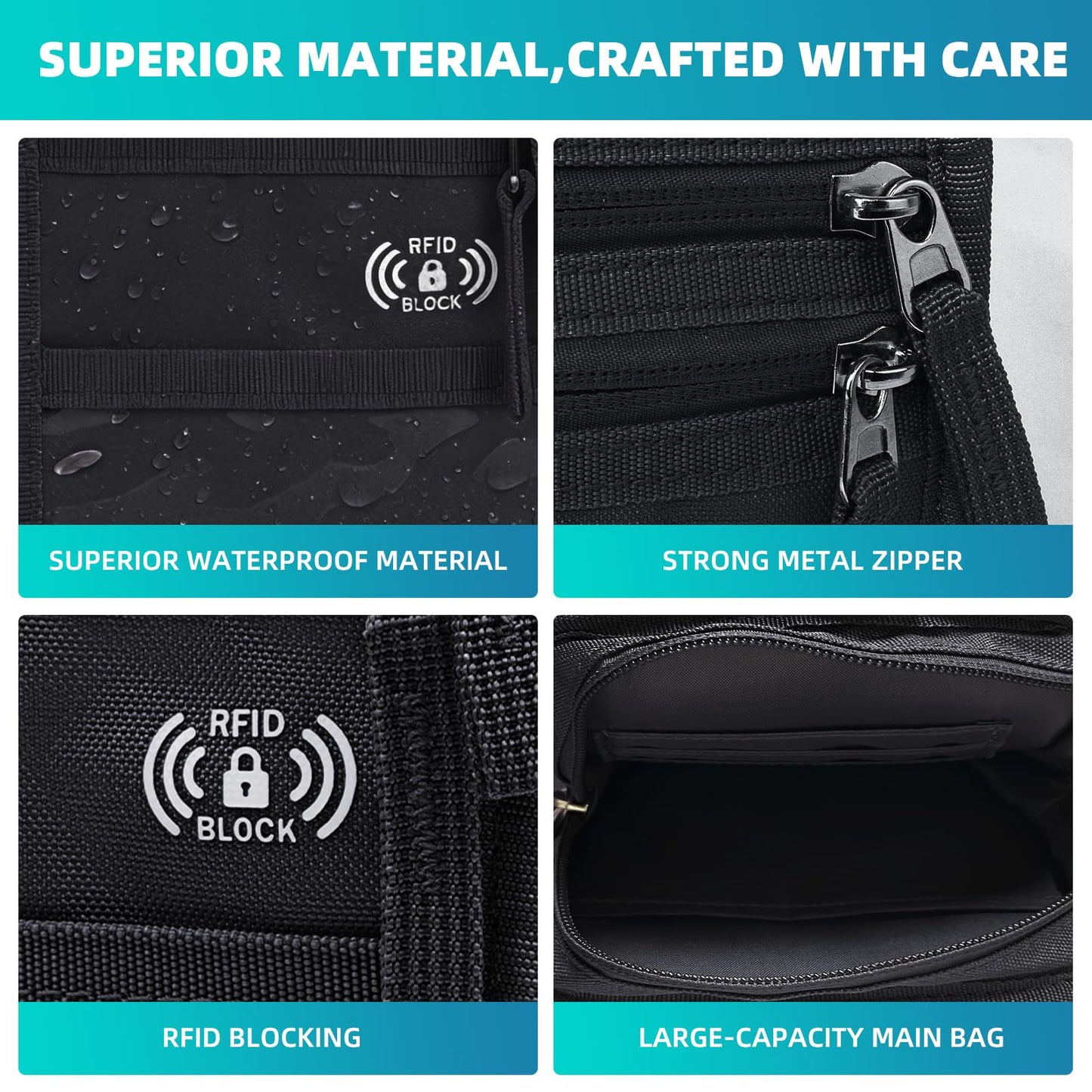 OPOALO RFID Neck Wallet for Travel, Passport Holder, Money Pouch, Black