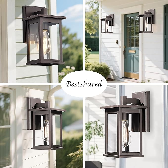 Bestshared Outdoor Wall Lantern Sconce,Outside Wall Lights for House,Porch Lighting Fixture,Anti-Rust Front Door Lamp Light for Front Porch Corridor Doorway Patio(Oil Rubbed Bronze, 1 Pack)