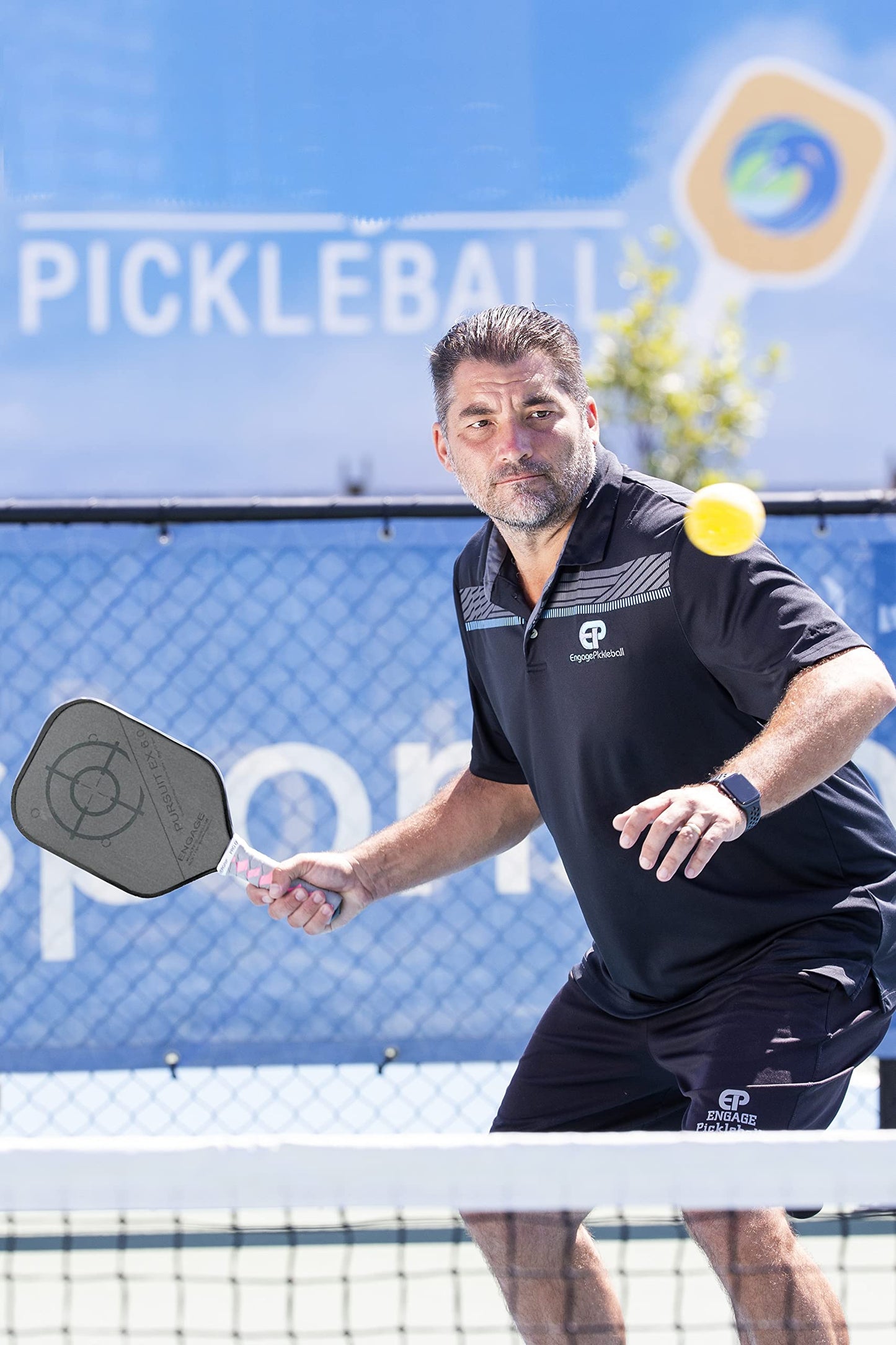 Engage Pickleball Pursuit EX 6.0 Pickleball Paddle - Graphite Pickleball Paddle with Black Core - USAPA Approved Pickleball Paddles - Pickleball Rackets for Adults - Made in USA - Standard (Black)