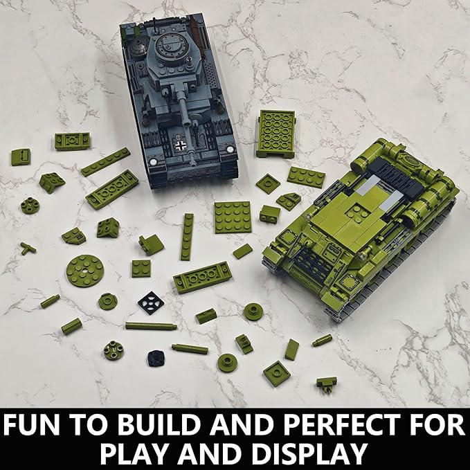 WW2 Tank Building Blocks 38T and T-34 Army Tank Military Battle Model KitsToy Gifts for Boys or Men Collectors(1000+ pcs)