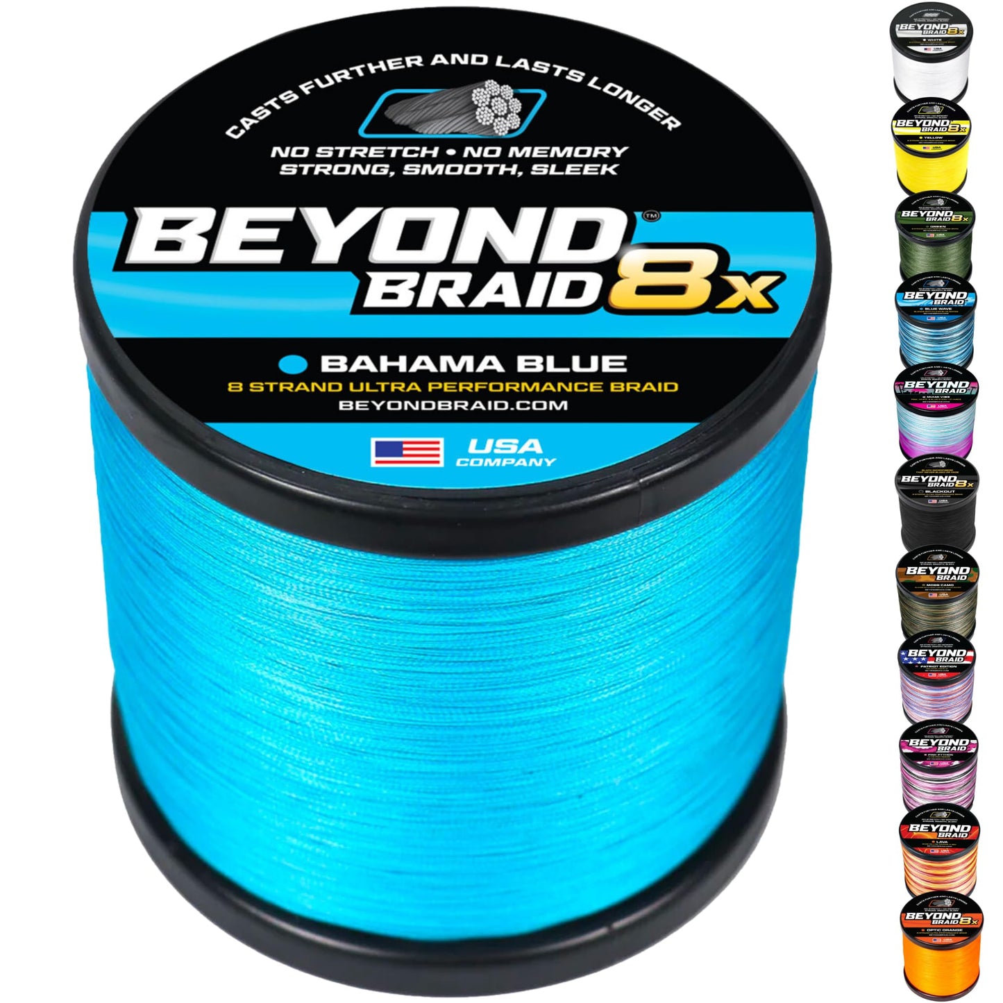 Beyond Braid Braided Fishing Line - Bahama Blue 8X - No Fade - 150 Yards 20LB