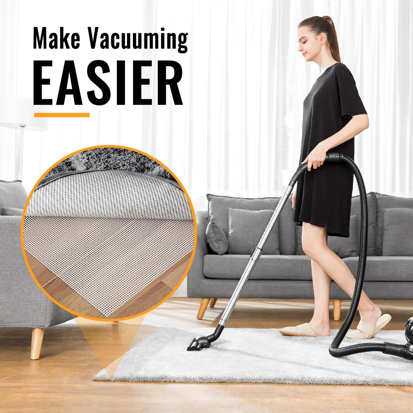 Comfypad Silicone Non-Slip Rug Pad, Anti Skid Thin Area Rug Pad Gripper, Under Carpet Rug Mats for Hardwood Surface Floors, Keep Rugs in Place-2x6 Ft