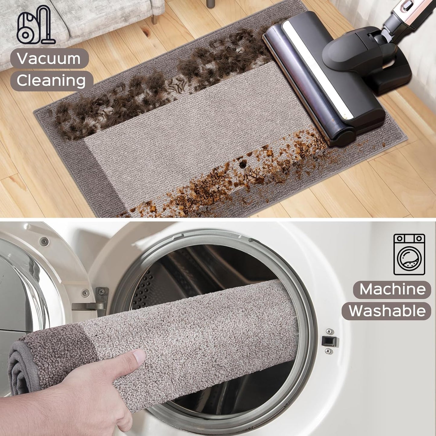 DOMUSTEX Machine Washable Kitchen Rug 32" x 72", Non Slip Indoor Door Rug, Absorbent Entrance Runner Rug for Bedroom, Hallway, Bathroom, Floor (Roll Packing)