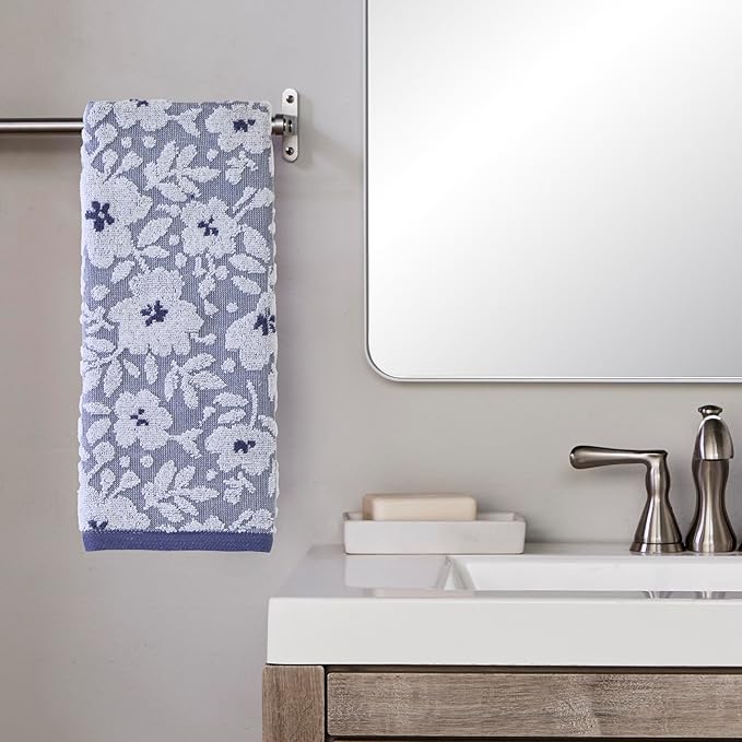 SKL Home Floral Jacquard 100% Cotton 2pc Hand Towel Set, Reversible & Decorative