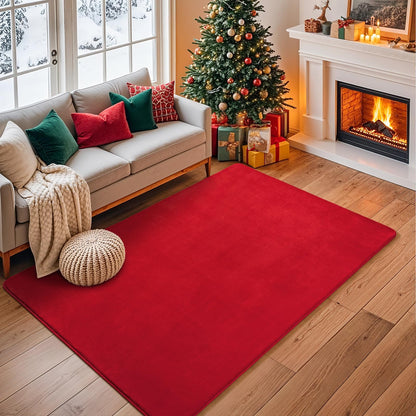 Andecor Soft Area Rug, 4x6 Red Washable Rugs for Living Room Bedroom, Indoor Fluffy Carpets for Dorm Boys Girls Kids Room Nursery Home Decorations