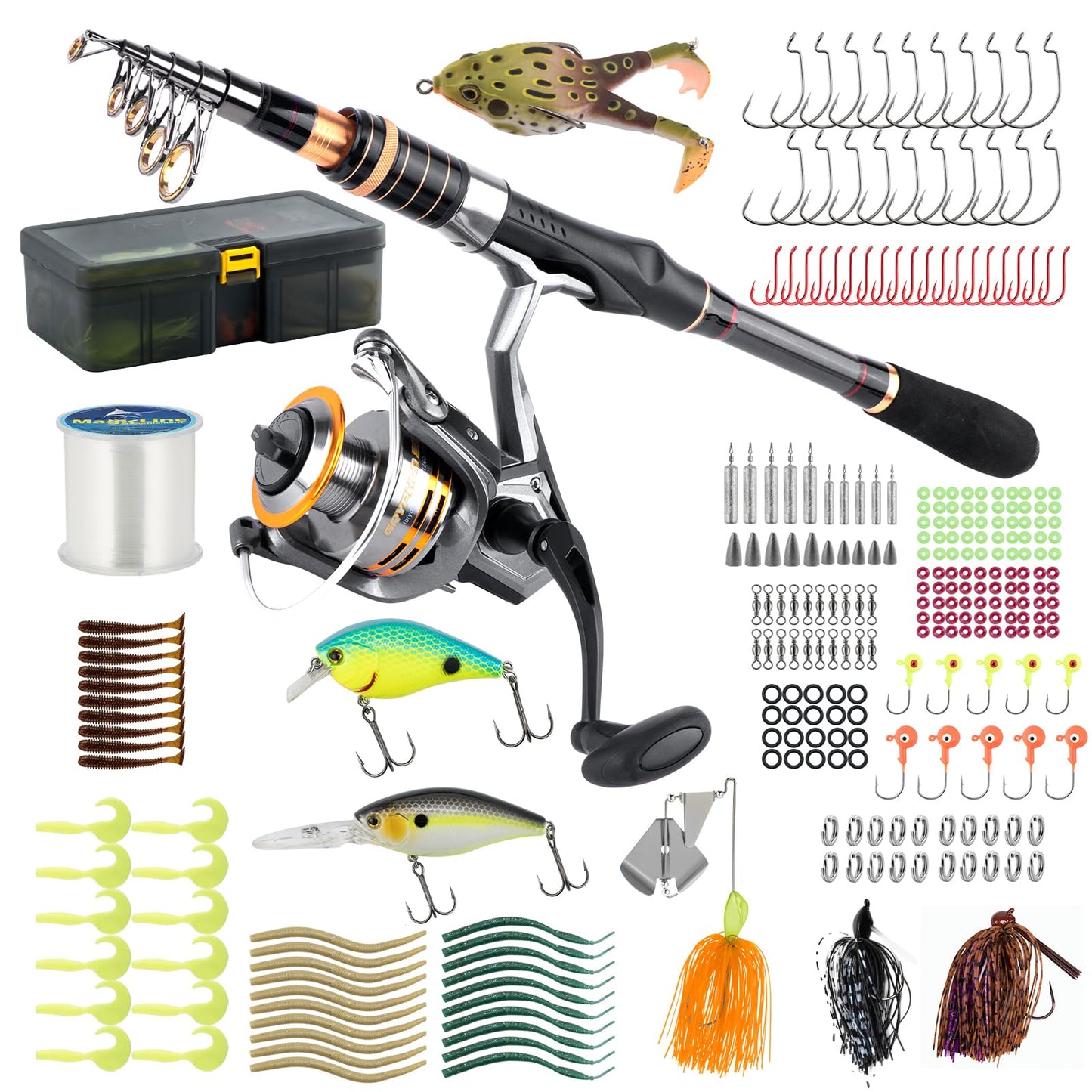 Dr.Fish Fishing Rod and Reel Combo Telescopic Fishing Pole 6-9.8ft Collapsible Spinning Rod 3000 Reel Bass Gear Equipment Freshwater 6ft