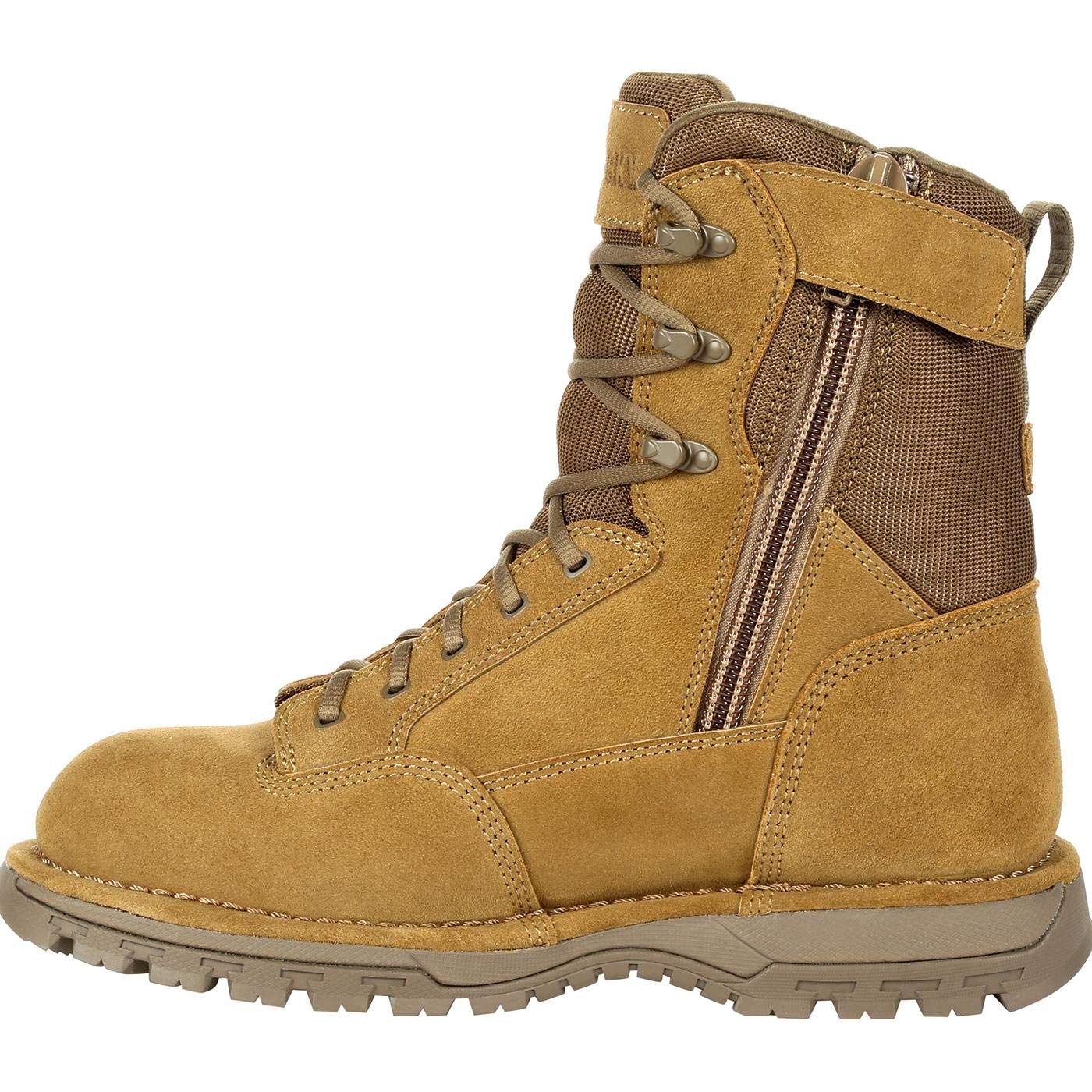 ROCKY Portland 8" Side Zip Composite Toe Public Service Boot, Coyote Brown, Size 9(W)