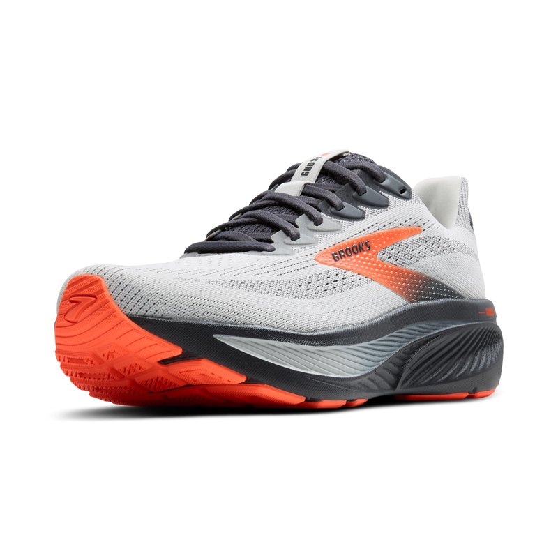 Brooks Men’s Ghost 17 Neutral Running Shoe - Oyster Mushroom/Orange/Ebony - 12.5 X-Wide
