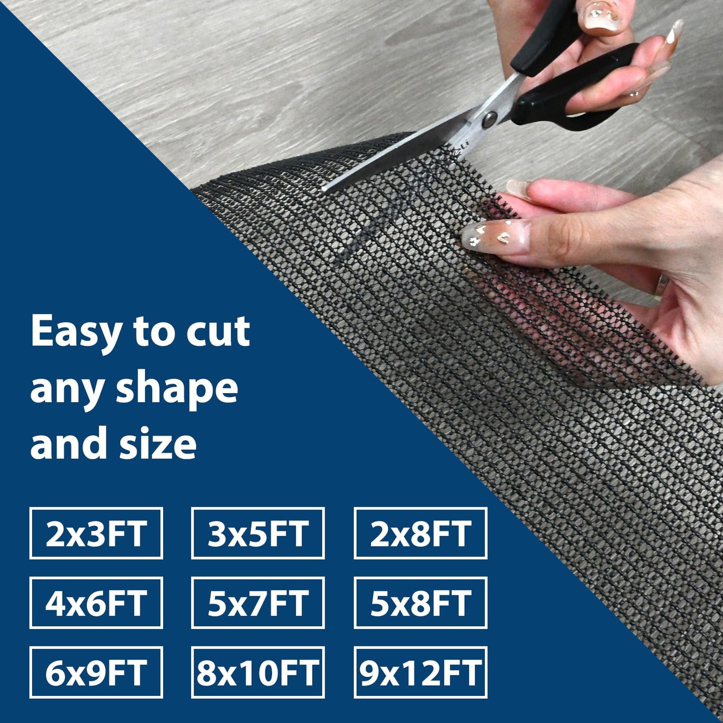 Coyacool Non Slip Rug Pads for Hardwood Floors, 8x10 Rug Pad Gripper for Area Rugs, Under Carpet Anti Skid Mat, Black, Keep Your Rugs Safe and in Place