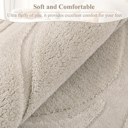 SHACOS Soft Area Rug for Living Room 8x10, Washable Non Slip Bedroom Rug Beige, Fluffy Large Rugs Carpet for Floor Living Room Kids Nursery Room, Home Decor Aesthetic - Leaf Pattern Design