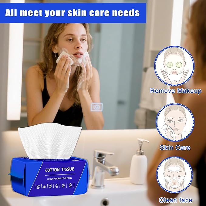 400 Count Disposable Face Towel, Dual-Textured Clean Wipes – Dry/Wet Use