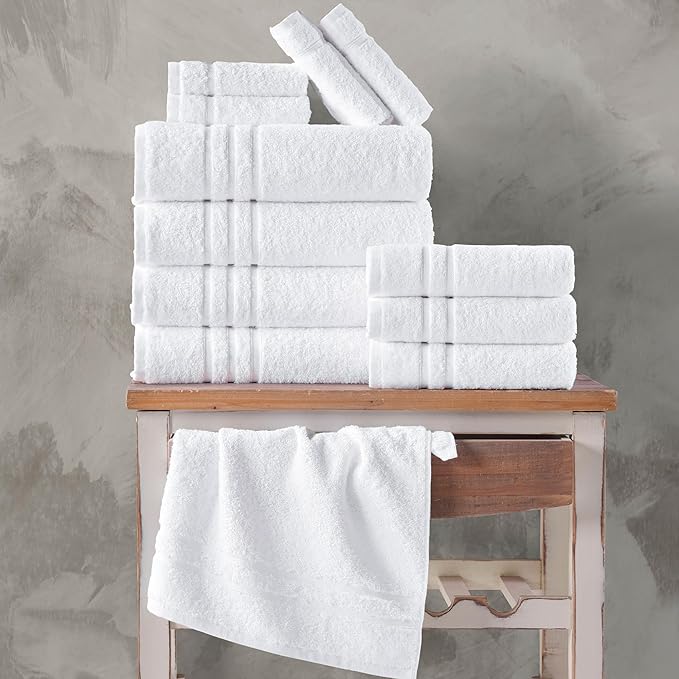 Hawmam Linen White Bath Towels 4 Pack 27 x 54 Inches 100% Turkish Cotton Soft