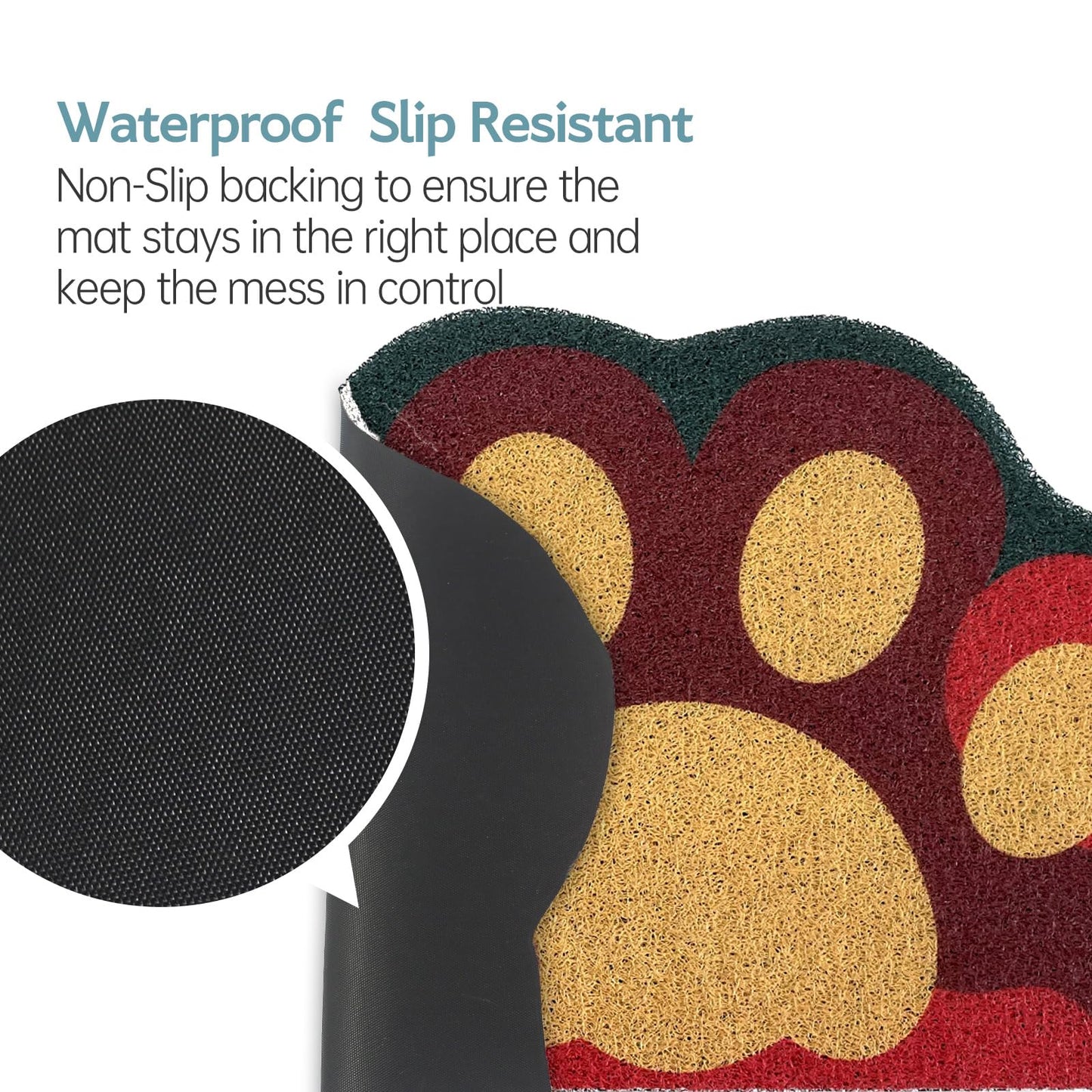 Rarenut Cute Cat Litter Mat 24”x16”, Litter Box Mat, Litter Trapping Mat, Soft on Kitty Paws, Easy Clean, Anti Slip, Pet Accessories, Door Floor mats - Red Green60*40