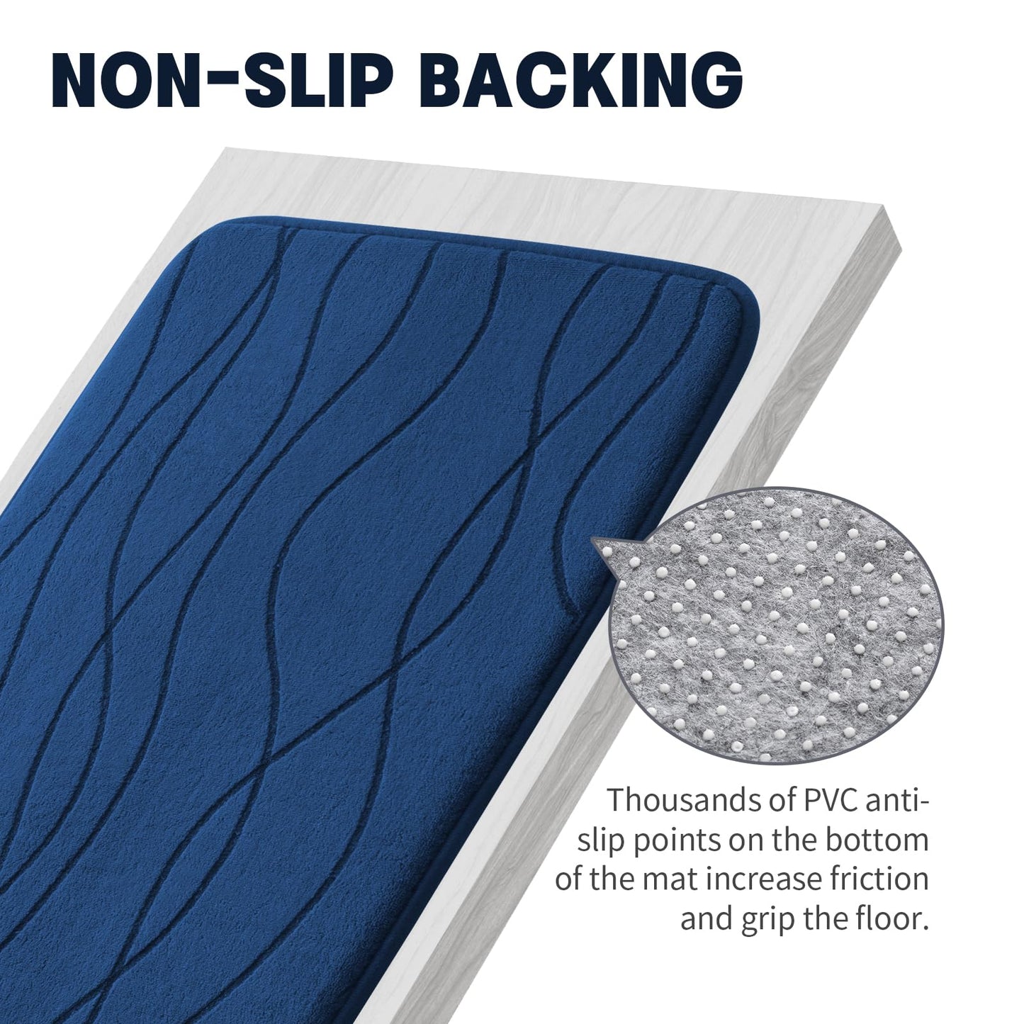 YIHOUSE Memory Foam Bathroom Rug Sets, Navy Blue, 5 Piece