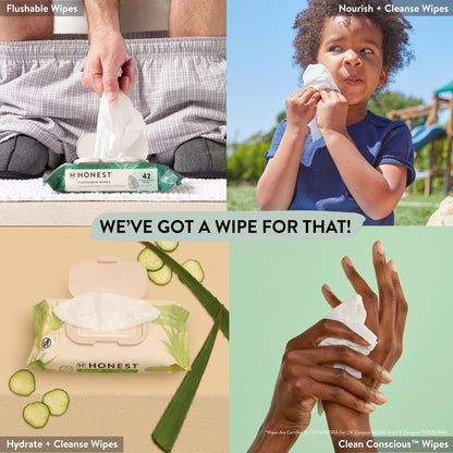 The Honest Company Clean Conscious Multi-Use Wipes | Hypoallergenic + Unscented for Sensitive Skin | Over 99% Water, Compostable, Plant Based, Baby Wipes | Pattern Play, 720 Count