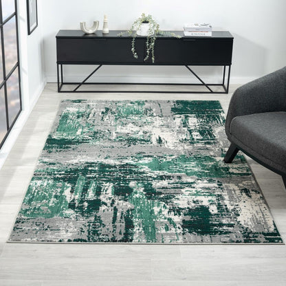 LUXE WEAVERS Abstract Distressed Green 4x5 Area Rug