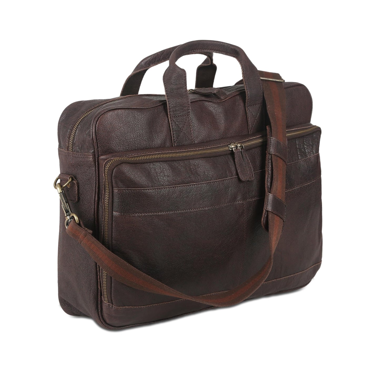 Leather briefcase 18 Inch Laptop Messenger Bags for Men and Women Best Office briefcase Satchel Bag (Brown)
