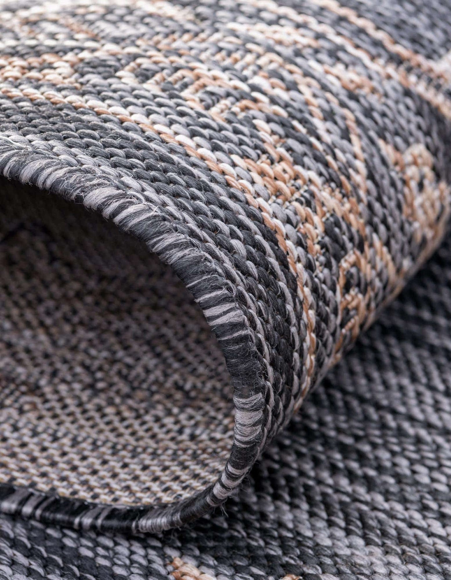 Unique Loom Outdoor Traditional Collection Area Rug - Antique (Square 13' 0" x 13' 0", Charcoal Gray/Natural)