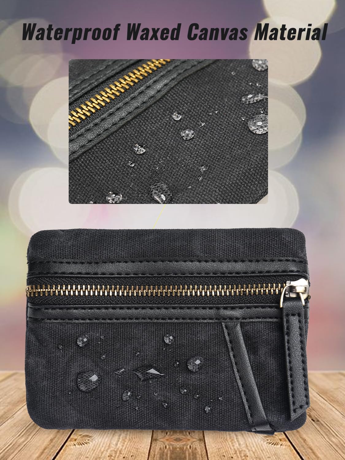 Sayram SP6 EDC Pouch, Waxed Canvas Compact Pocket Organizer, EDC Pocket Pouch for Men, Zippered Pocket Pouch, Mini EDC Organizer for Everyday Carry, Multitool Organizer Pouch (Oil Wax Black)