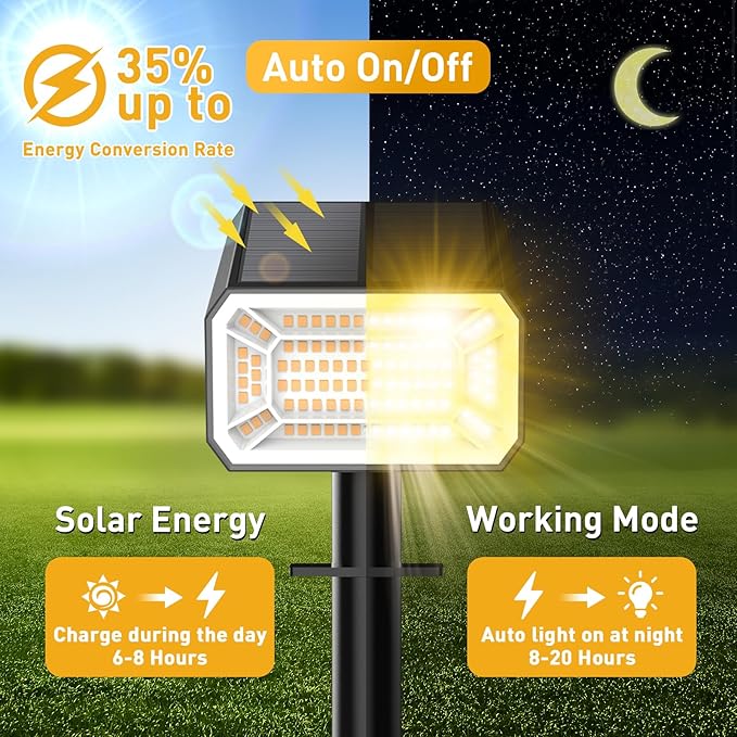Solar Spot Lights Outdoor Waterproof IP65, [12 Pack/100 LED/4 Modes] Solar Landscape Spotlights, Auto On/Off Solar Powered Flood Lights for Outside Yard Garden Pathway(Warm White)